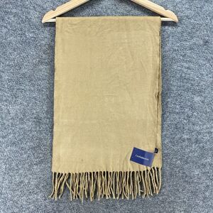 New Croft & Barrow Scarf Men One Size Beige Fringe Square Neck Warmer Camel Tan